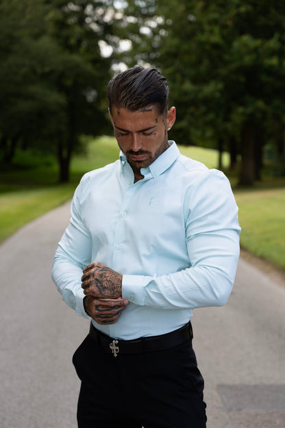 Elevate Your Wardrobe with Father Sons Mint Classic Stretch Oxford Long Sleeve Shirt - FS1010