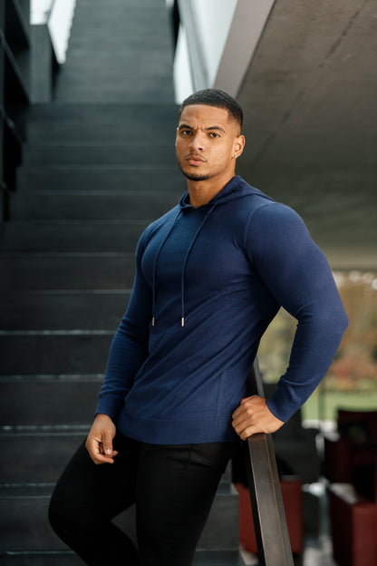 Elevate Your Style with the Father Sons Navy Knitted Overhead Hoodie - FSN116