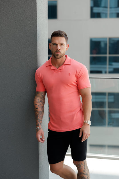 Stylish Coral Revere Collar Polo Shirt for a Timeless Look - FSH1066 by Father Sons