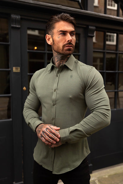 Stylish Fitted Khaki Long Sleeve Jersey for Father Sons - FSD003