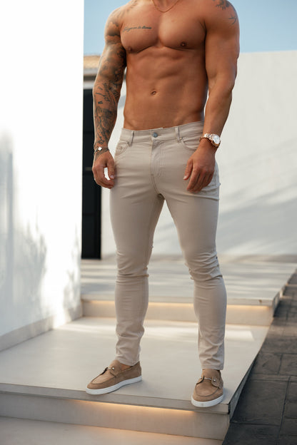 Father Sons Ultra Comfort Stretch Beige Relaxed Fit Jeans - FSJEAN008