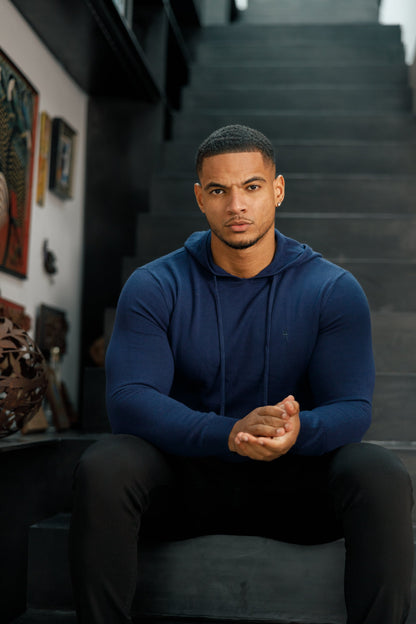 Elevate Your Style with the Father Sons Navy Knitted Overhead Hoodie - FSN116