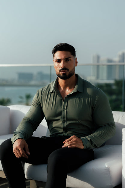 Stylish Fitted Khaki Long Sleeve Jersey for Father Sons - FSD003
