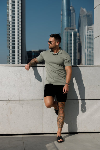 Elevate Your Style with the Father Sons Timeless Olive Polo Shirt Featuring a Chic Revere Collar - FSH1065