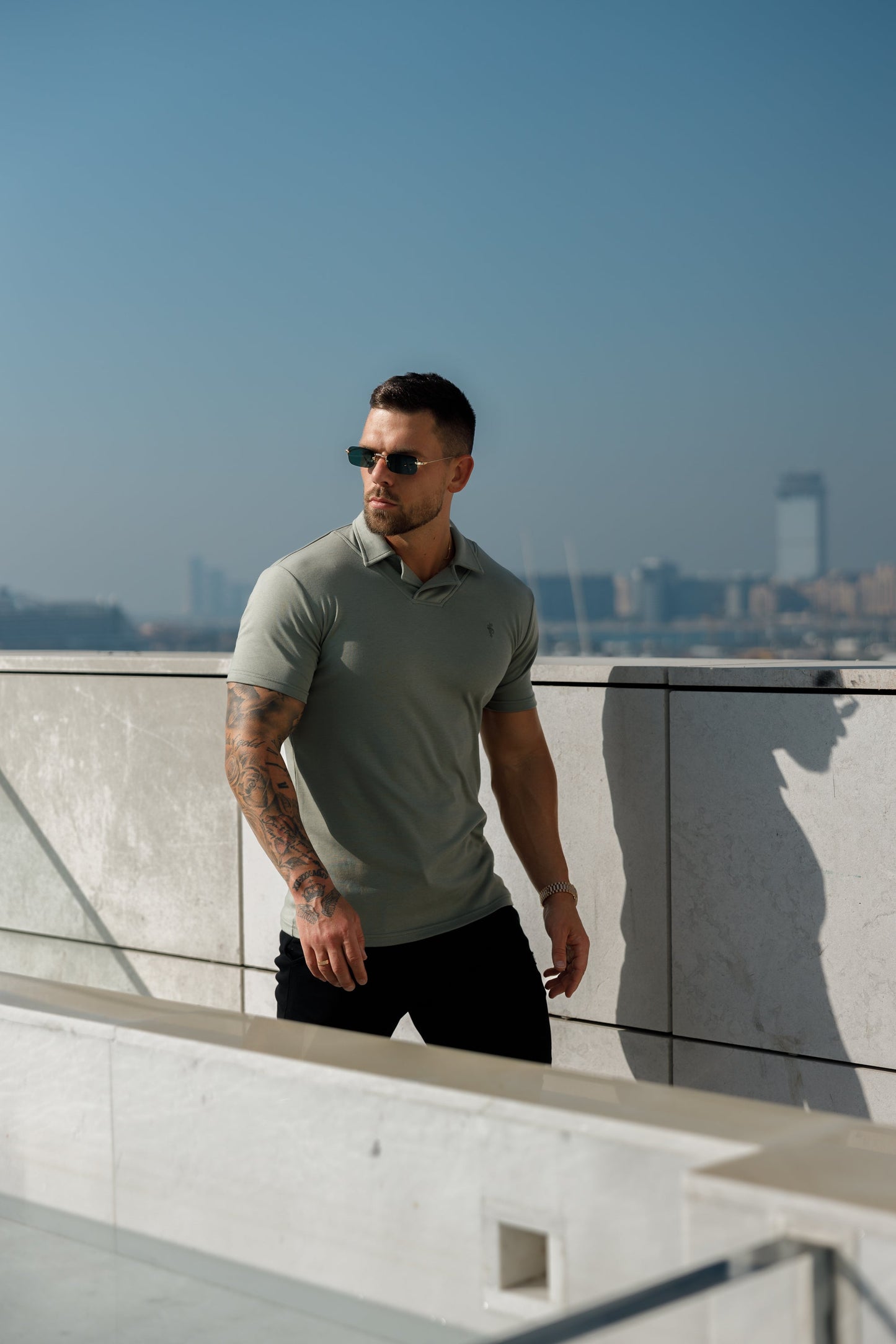 Elevate Your Style with the Father Sons Timeless Olive Polo Shirt Featuring a Chic Revere Collar - FSH1065