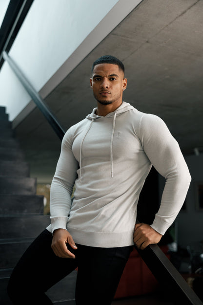 Elevate Your Style with the Father Sons Silver Grey Knitted Pullover Hoodie - FSN117