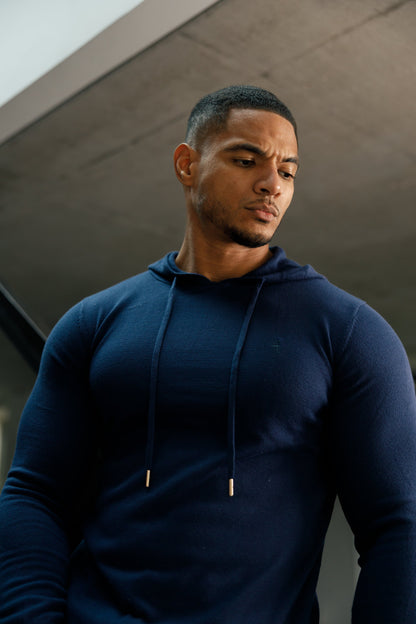 Elevate Your Style with the Father Sons Navy Knitted Overhead Hoodie - FSN116