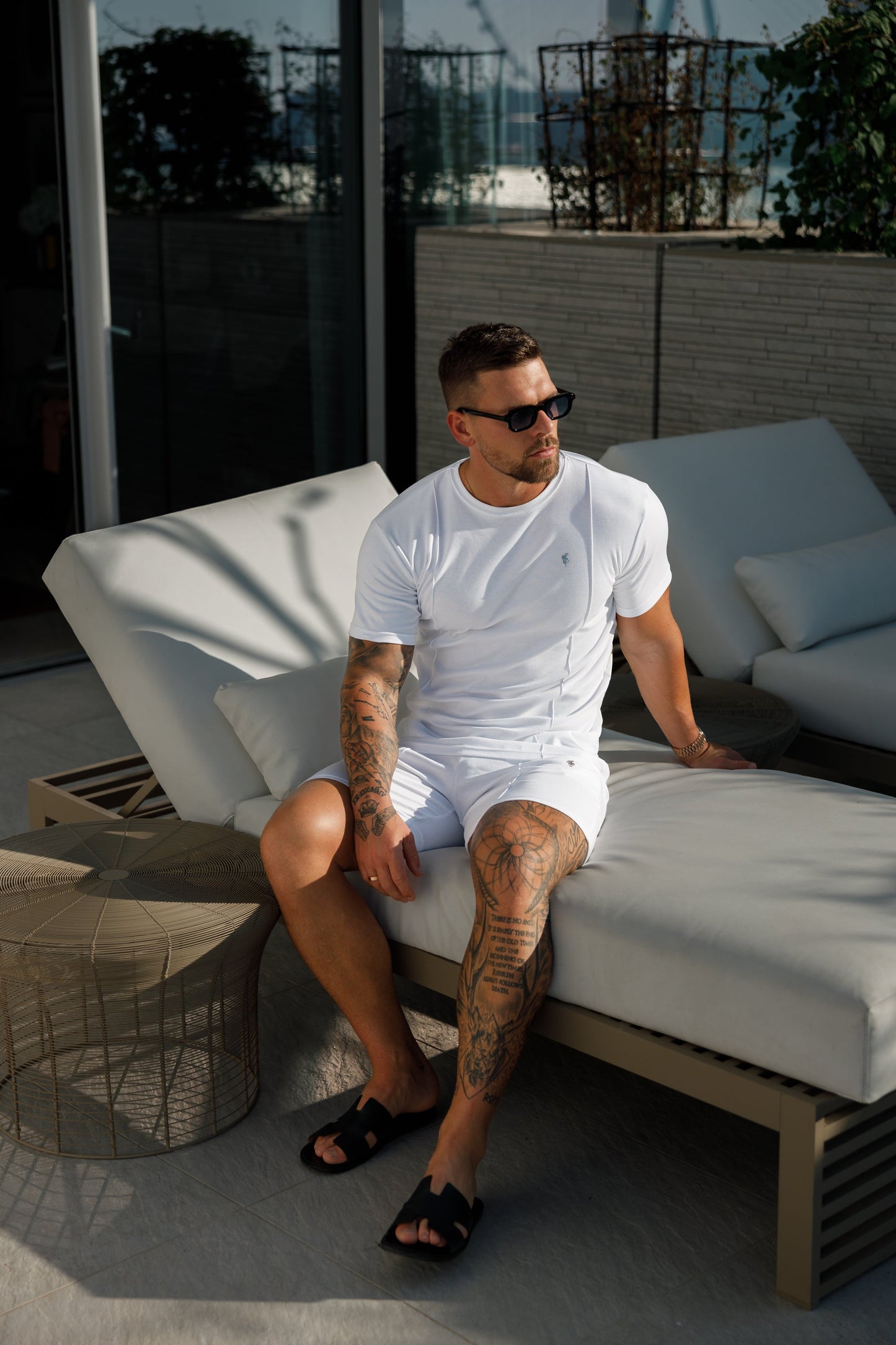 Elevate Your Style: Father Sons White & Silver Crew T-Shirt with Chic Pintuck Detail - FSH1046