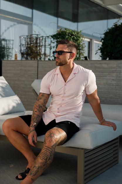 Elevate Your Style: Father Sons Short Sleeve Pink Pique Revere Shirt - FSH1077