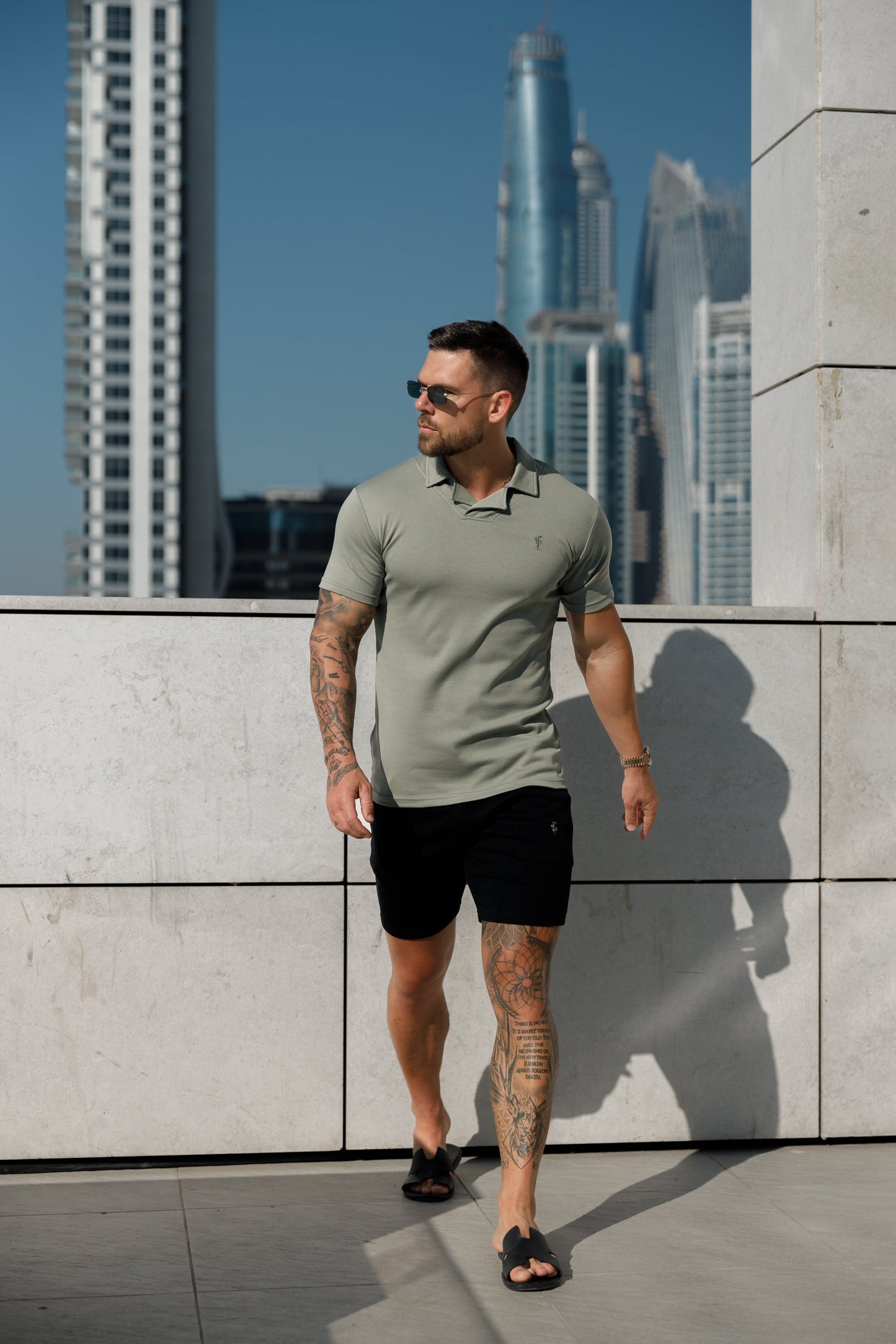 Elevate Your Style with the Father Sons Timeless Olive Polo Shirt Featuring a Chic Revere Collar - FSH1065