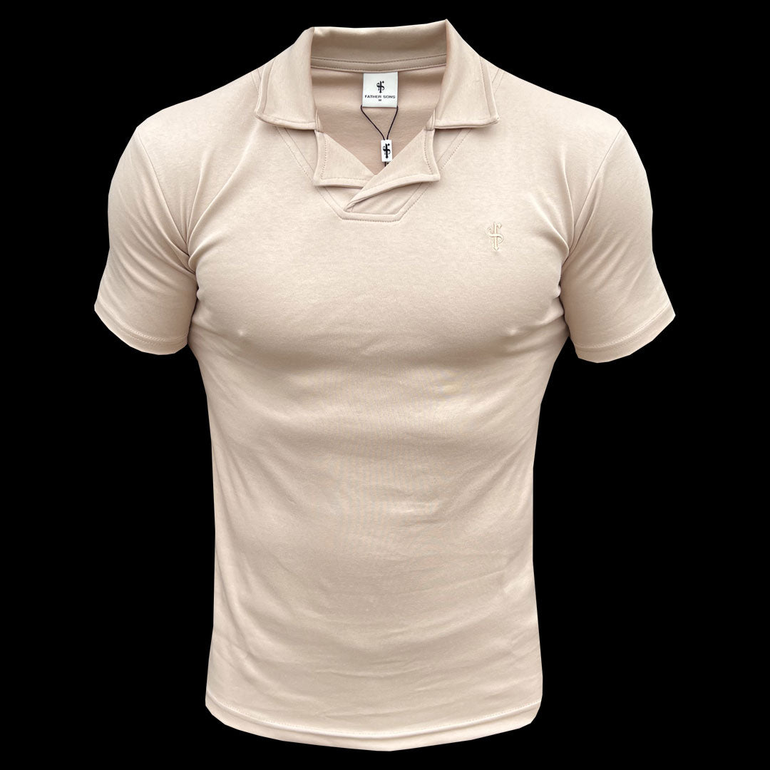 Elevate Your Style with the Father Sons Timeless Beige Revere Collar Polo - FSH1061