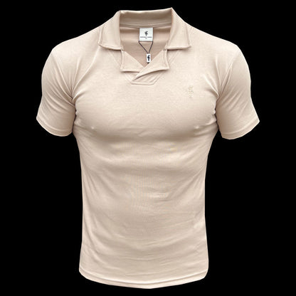 Elevate Your Style with the Father Sons Timeless Beige Revere Collar Polo - FSH1061