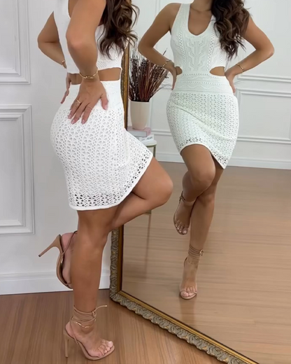 Solid Color Waist-Exposed Hip-Wrapped Dress  (Pre-Sale)