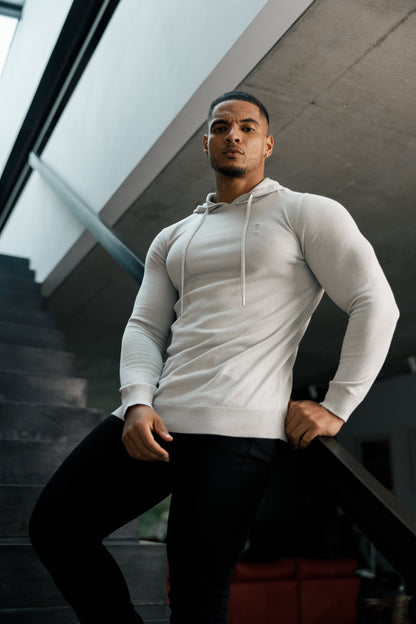 Elevate Your Style with the Father Sons Silver Grey Knitted Pullover Hoodie - FSN117