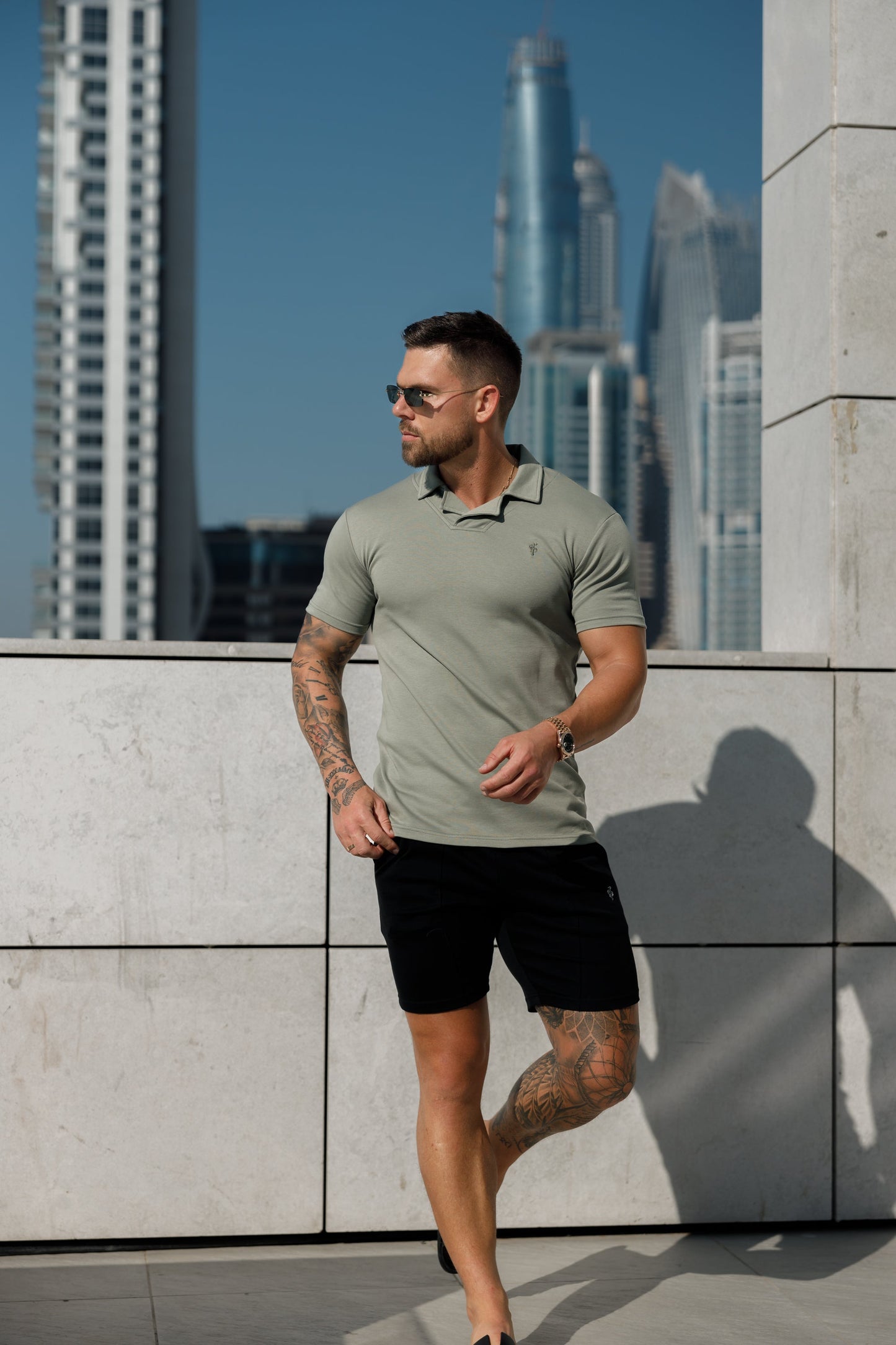 Elevate Your Style with the Father Sons Timeless Olive Polo Shirt Featuring a Chic Revere Collar - FSH1065