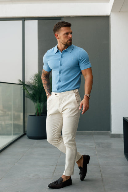Elevate Your Formal Look with Father Sons Slim Cream Linen Trousers Featuring Side Adjusters - FST020