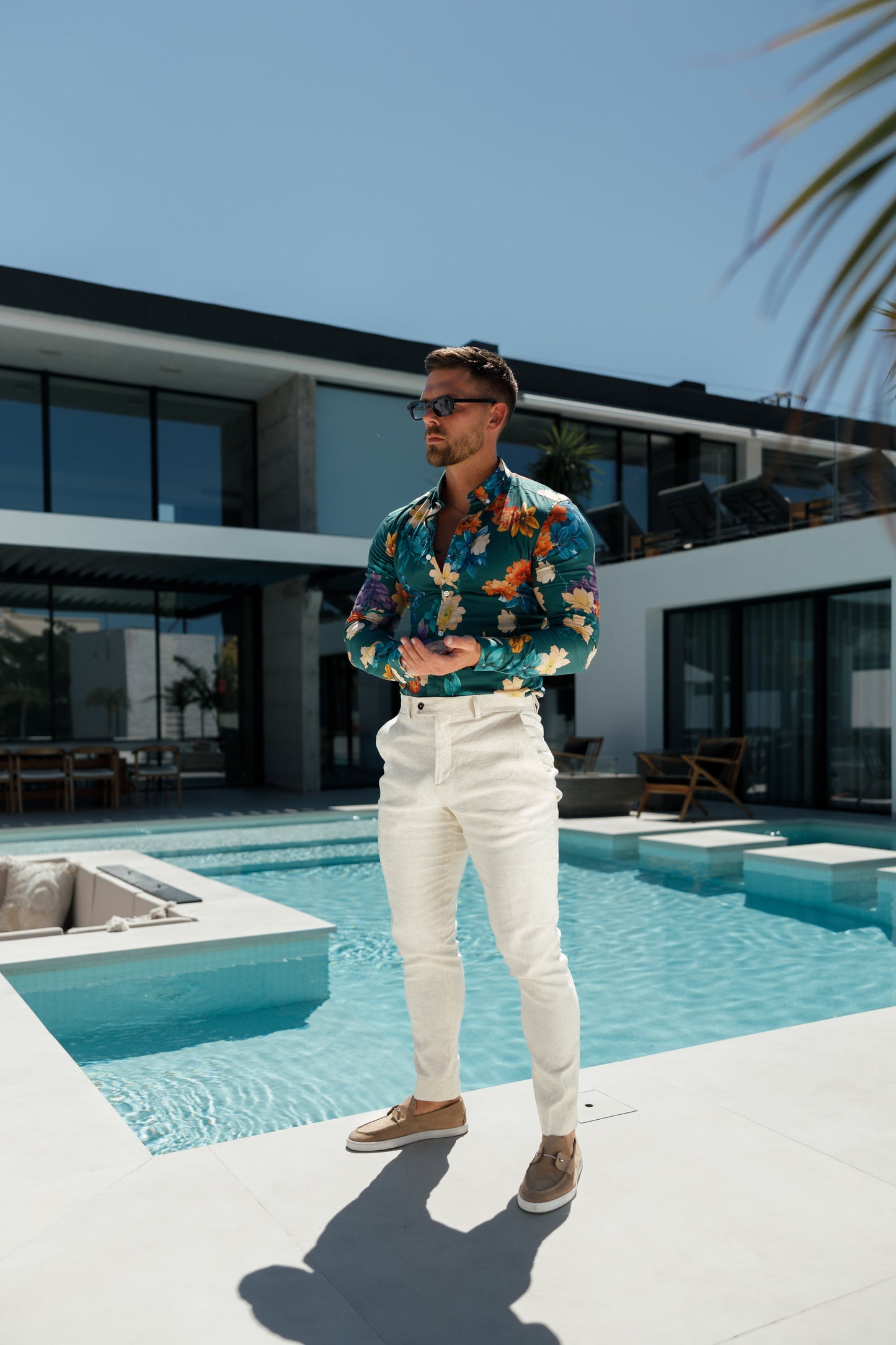 Elevate Your Style with Father Sons Slim Fit Cream Linen Trousers Featuring Belt Loops - FST019