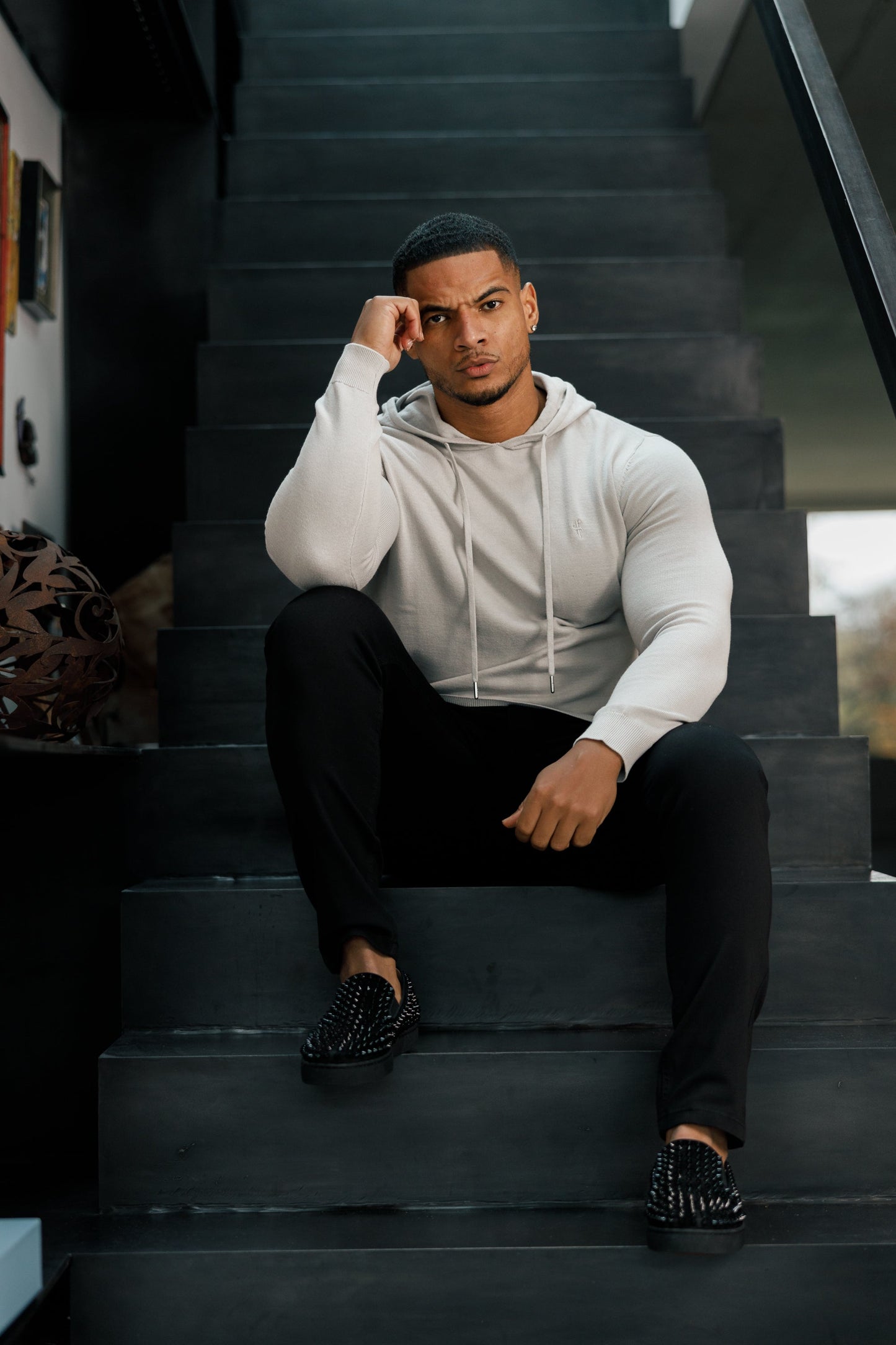 Elevate Your Style with the Father Sons Silver Grey Knitted Pullover Hoodie - FSN117