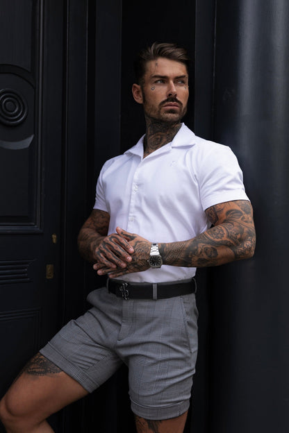 Elevate Your Style with the Father Sons White Linen Hawaiian Boxy Short Sleeve Shirt - FS1095