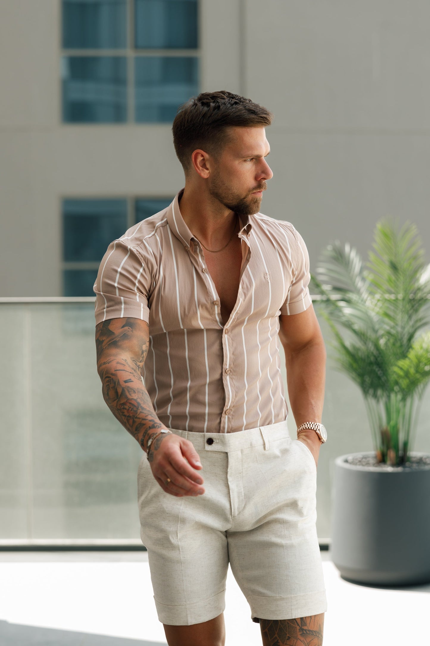 Stylish Father's Sons Tailored Linen Shorts - Perfect for Warm Days - Model FSTS002