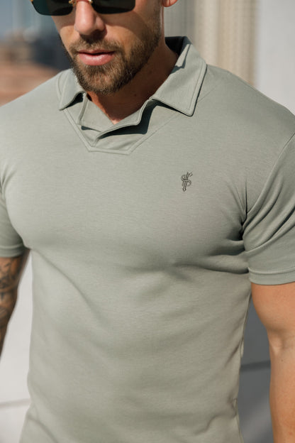 Elevate Your Style with the Father Sons Timeless Olive Polo Shirt Featuring a Chic Revere Collar - FSH1065
