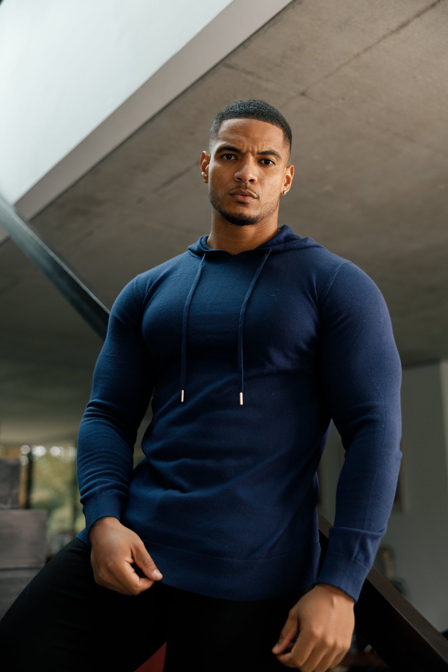 Elevate Your Style with the Father Sons Navy Knitted Overhead Hoodie - FSN116