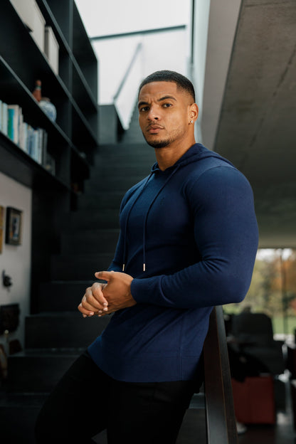Elevate Your Style with the Father Sons Navy Knitted Overhead Hoodie - FSN116