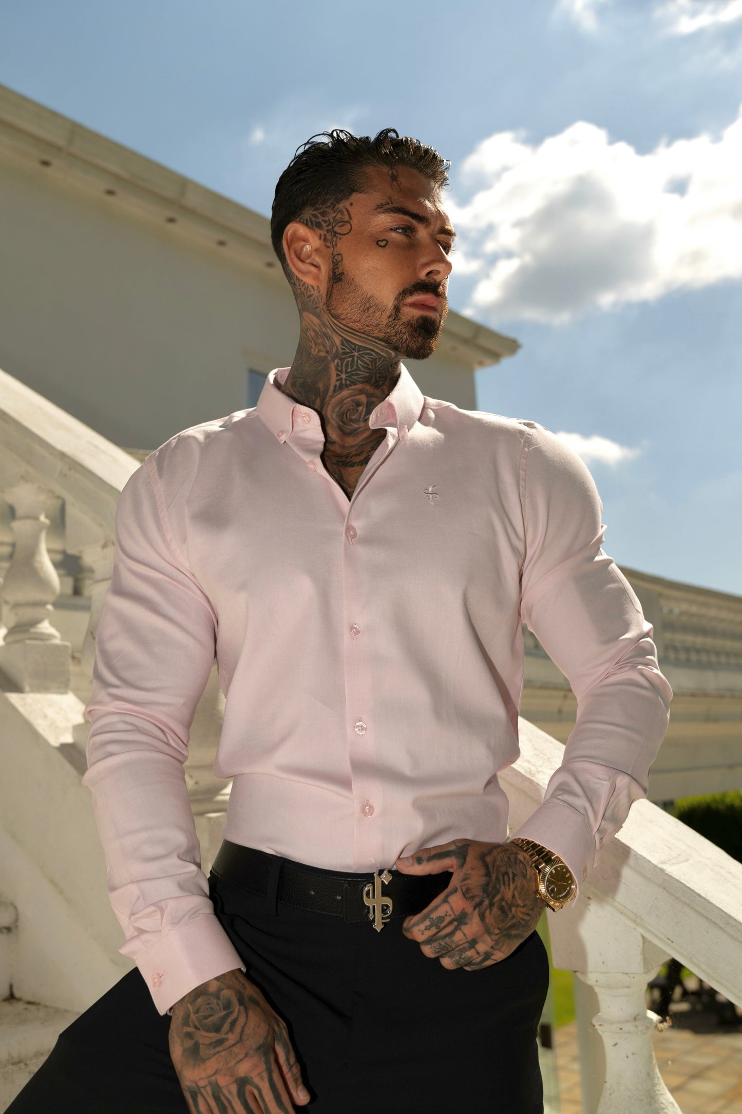 Classic Pink Long Sleeve Oxford Shirt for Men by Father Sons - FS1016