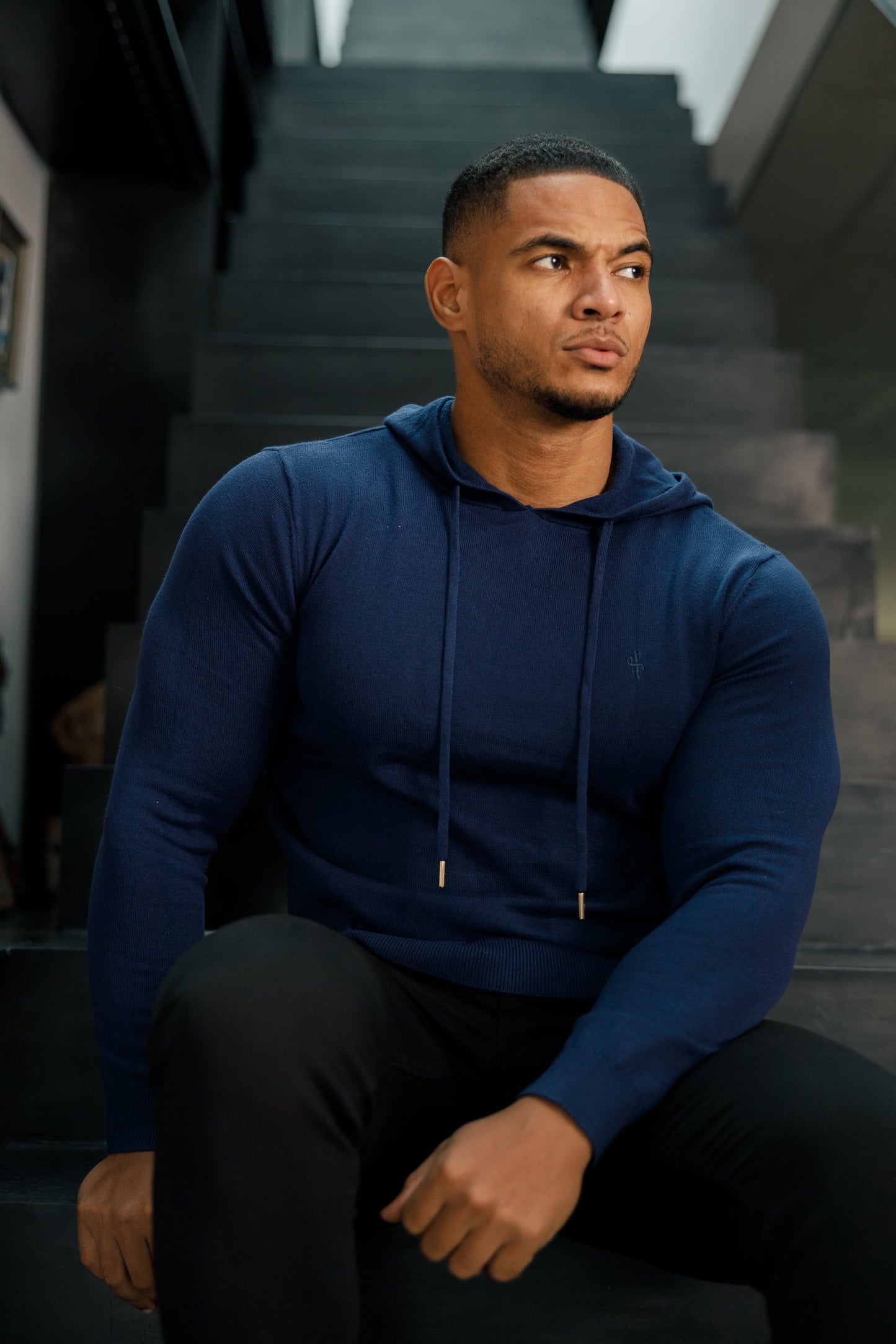 Elevate Your Style with the Father Sons Navy Knitted Overhead Hoodie - FSN116