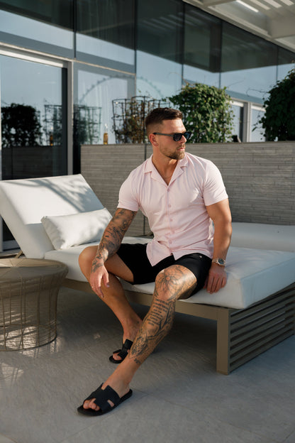 Elevate Your Style: Father Sons Short Sleeve Pink Pique Revere Shirt - FSH1077