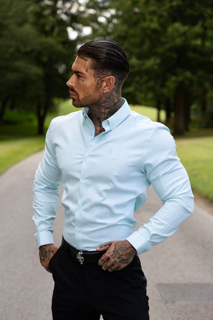 Elevate Your Wardrobe with Father Sons Mint Classic Stretch Oxford Long Sleeve Shirt - FS1010
