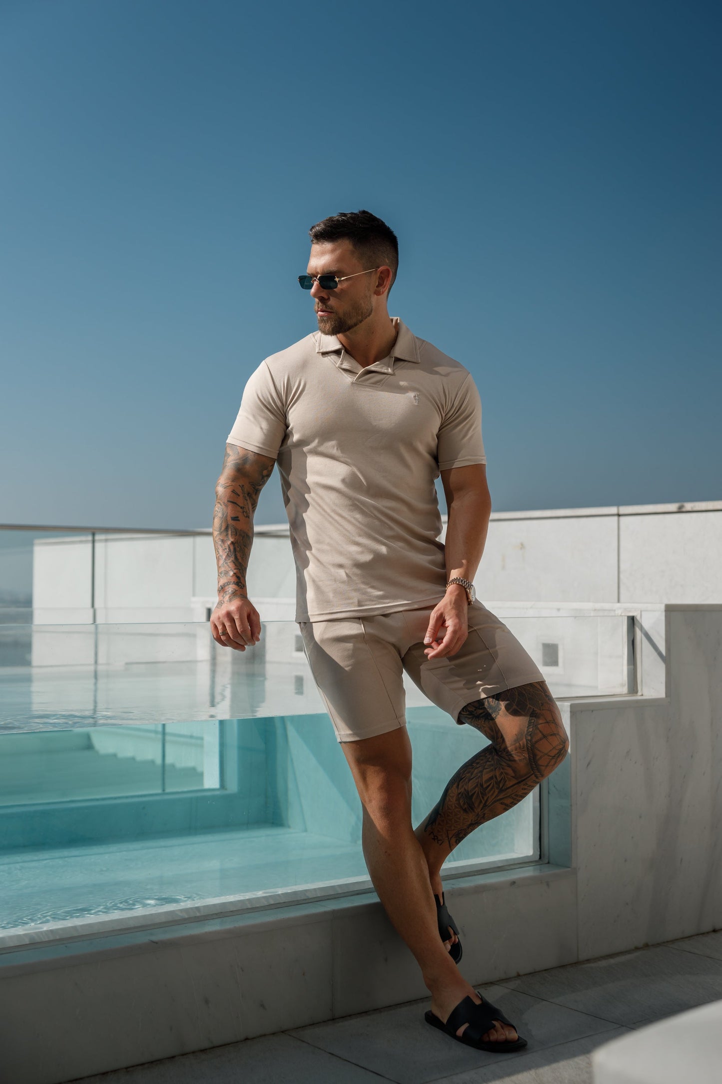 Elevate Your Style with the Father Sons Timeless Beige Revere Collar Polo - FSH1061