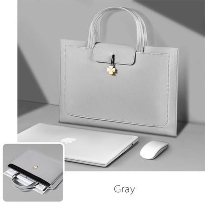 Elegant Women's Leather Briefcase - Pink - Beige - PU Leather - For Professional Use