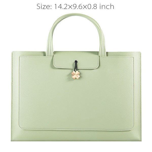Elegant Women's Leather Briefcase - Pink - Beige - PU Leather - For Professional Use
