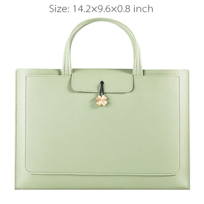 Elegant Women's Leather Briefcase - Pink - Beige - PU Leather - For Professional Use
