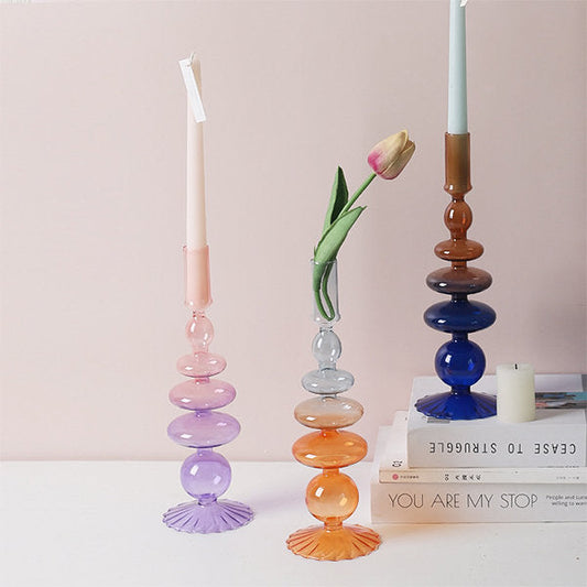 Creative Gradient Glass Candle Holder - Elegant and Modern - Versatile Decor Piece
