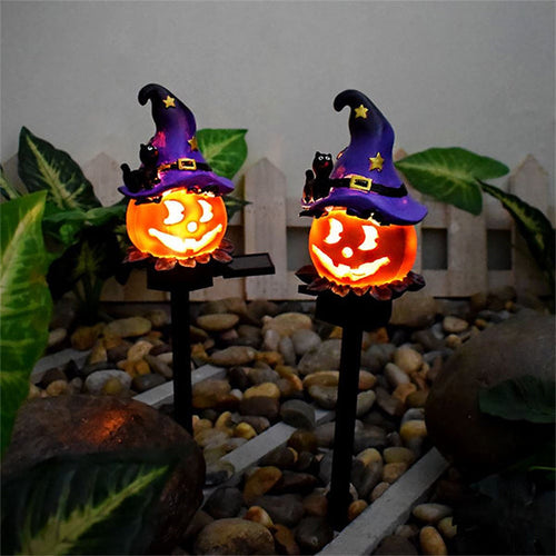 Solar-Powered Witch Hat Pumpkin Stake Light - Halloween Outdoor Decoration