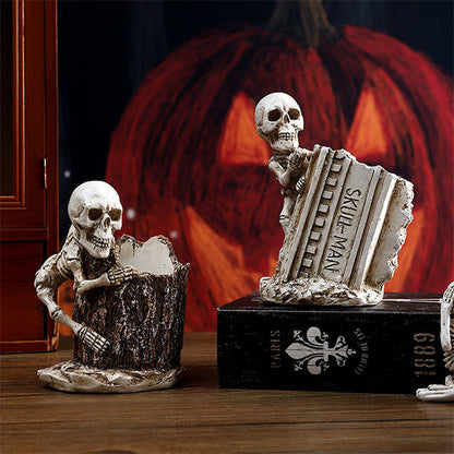 Skull Desk Organizer - Resin - Perfect for Halloween Vibes - Add Fun to Your Workspace