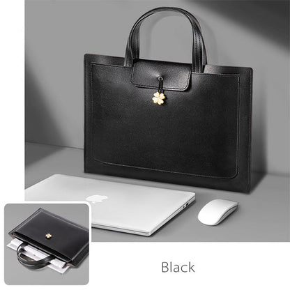 Elegant Women's Leather Briefcase - Pink - Beige - PU Leather - For Professional Use