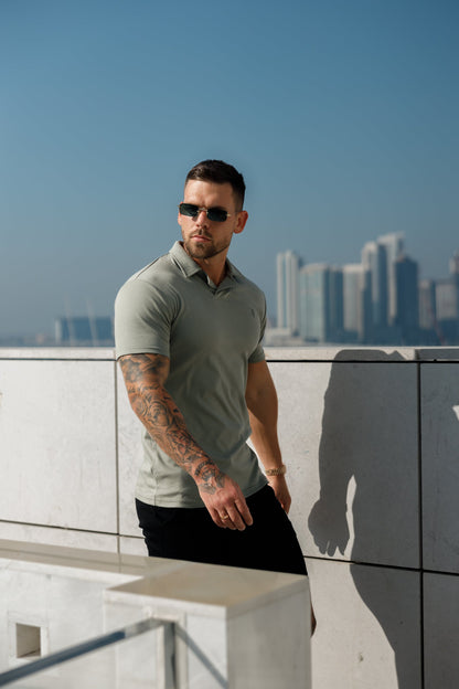 Elevate Your Style with the Father Sons Timeless Olive Polo Shirt Featuring a Chic Revere Collar - FSH1065