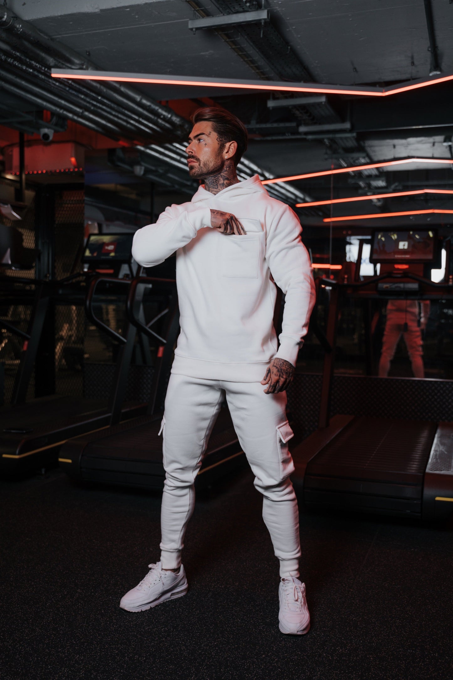 Elevate Your Style with Father Sons Cream Cargo Tracksuit Bottoms – Pockets, Cuffed Hem & Stylish FS Embroidery - FSH937