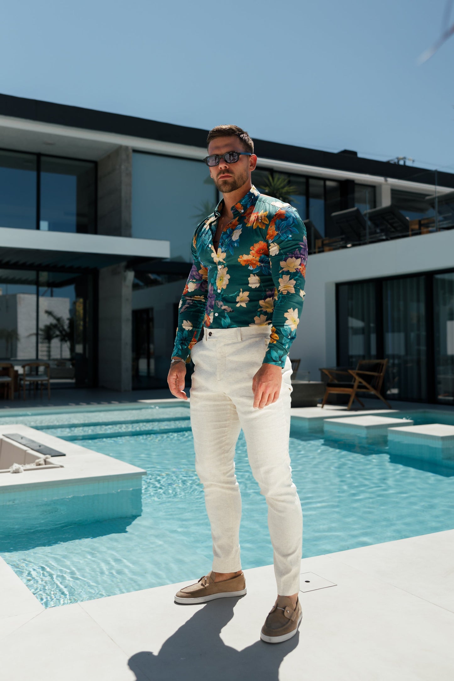 Elevate Your Style with Father Sons Slim Fit Cream Linen Trousers Featuring Belt Loops - FST019