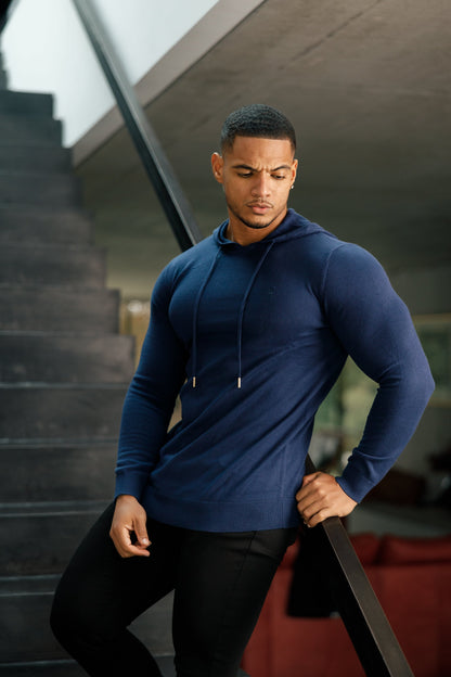 Elevate Your Style with the Father Sons Navy Knitted Overhead Hoodie - FSN116