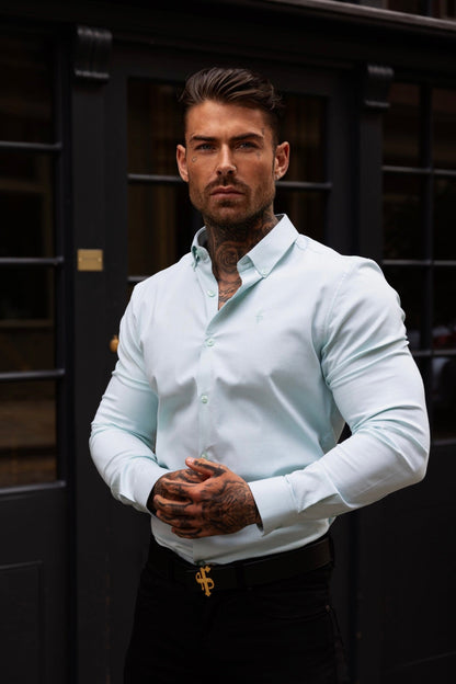 Elevate Your Wardrobe with Father Sons Mint Classic Stretch Oxford Long Sleeve Shirt - FS1010