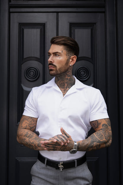 Elevate Your Style with the Father Sons White Linen Hawaiian Boxy Short Sleeve Shirt - FS1095