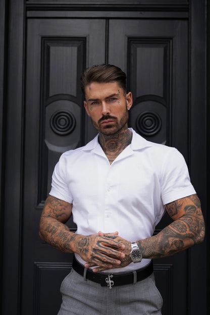 Elevate Your Style with the Father Sons White Linen Hawaiian Boxy Short Sleeve Shirt - FS1095