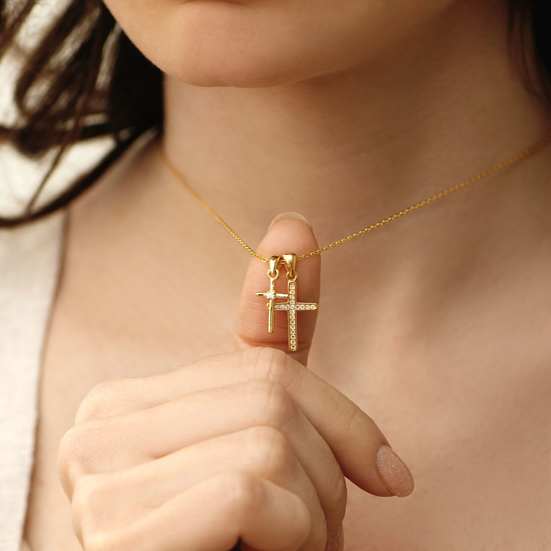 Pray Through It - Double Cross Necklace