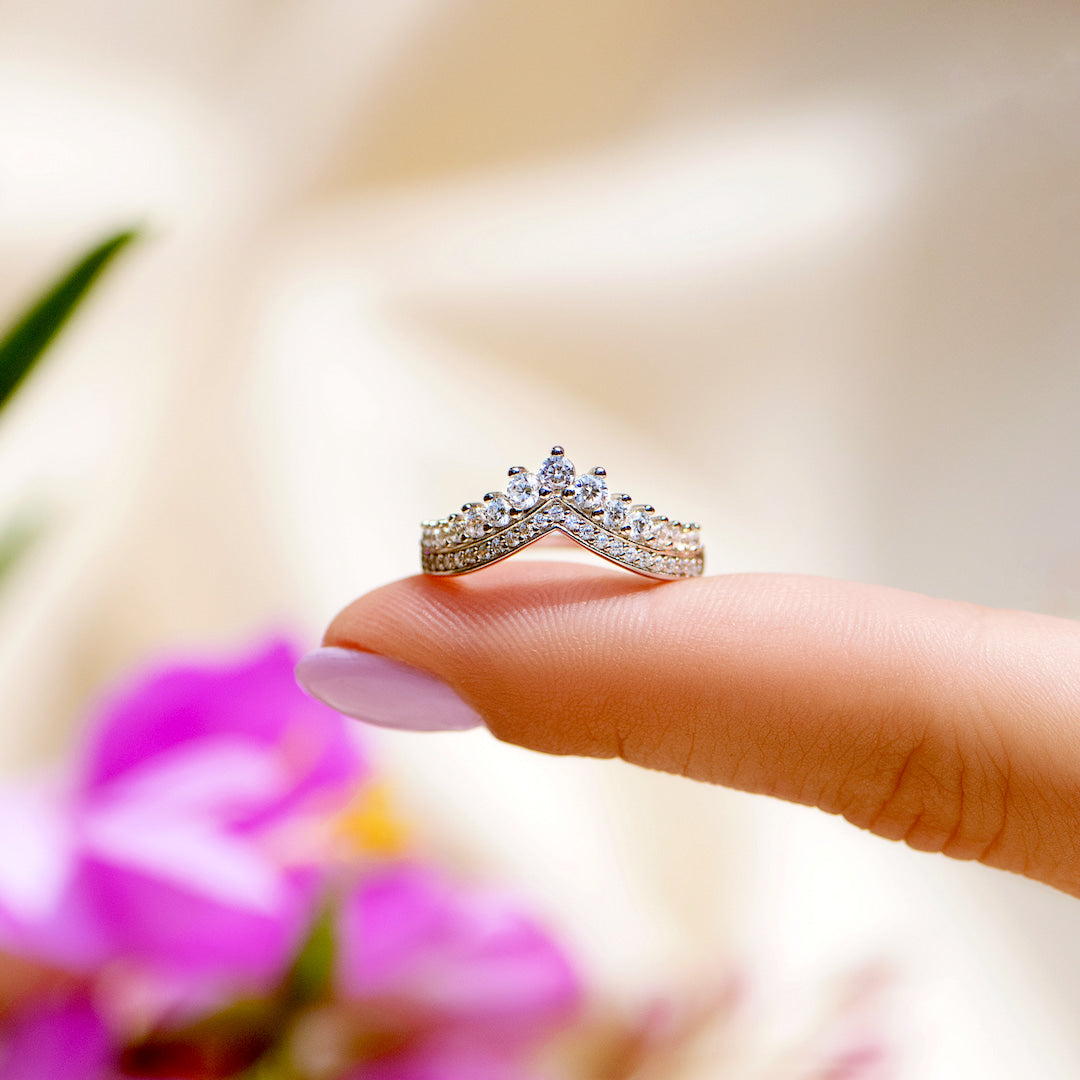 TO MY DAUGHTER "YOU ARE A QUEEN" CHEVRON CROWN RING