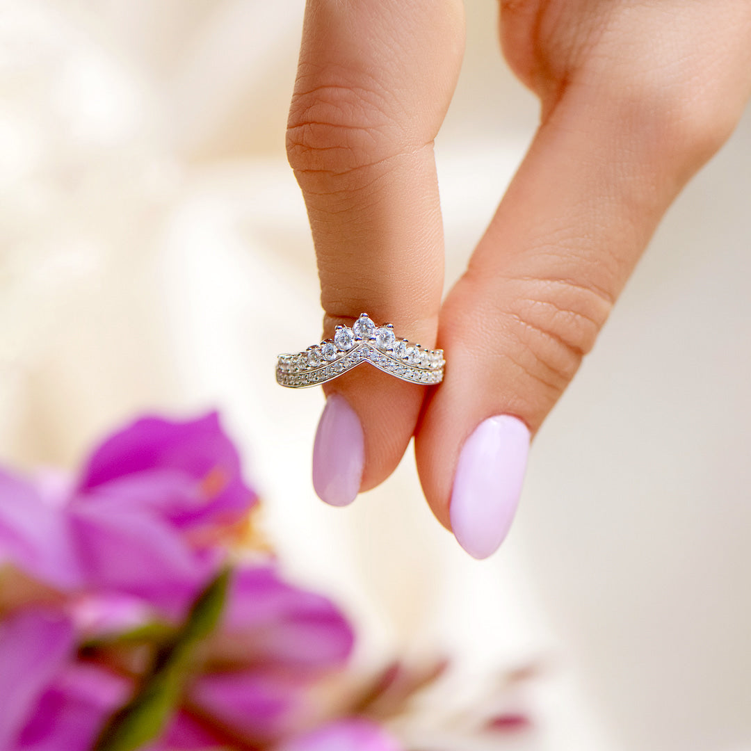 TO MY DAUGHTER "YOU ARE A QUEEN" CHEVRON CROWN RING
