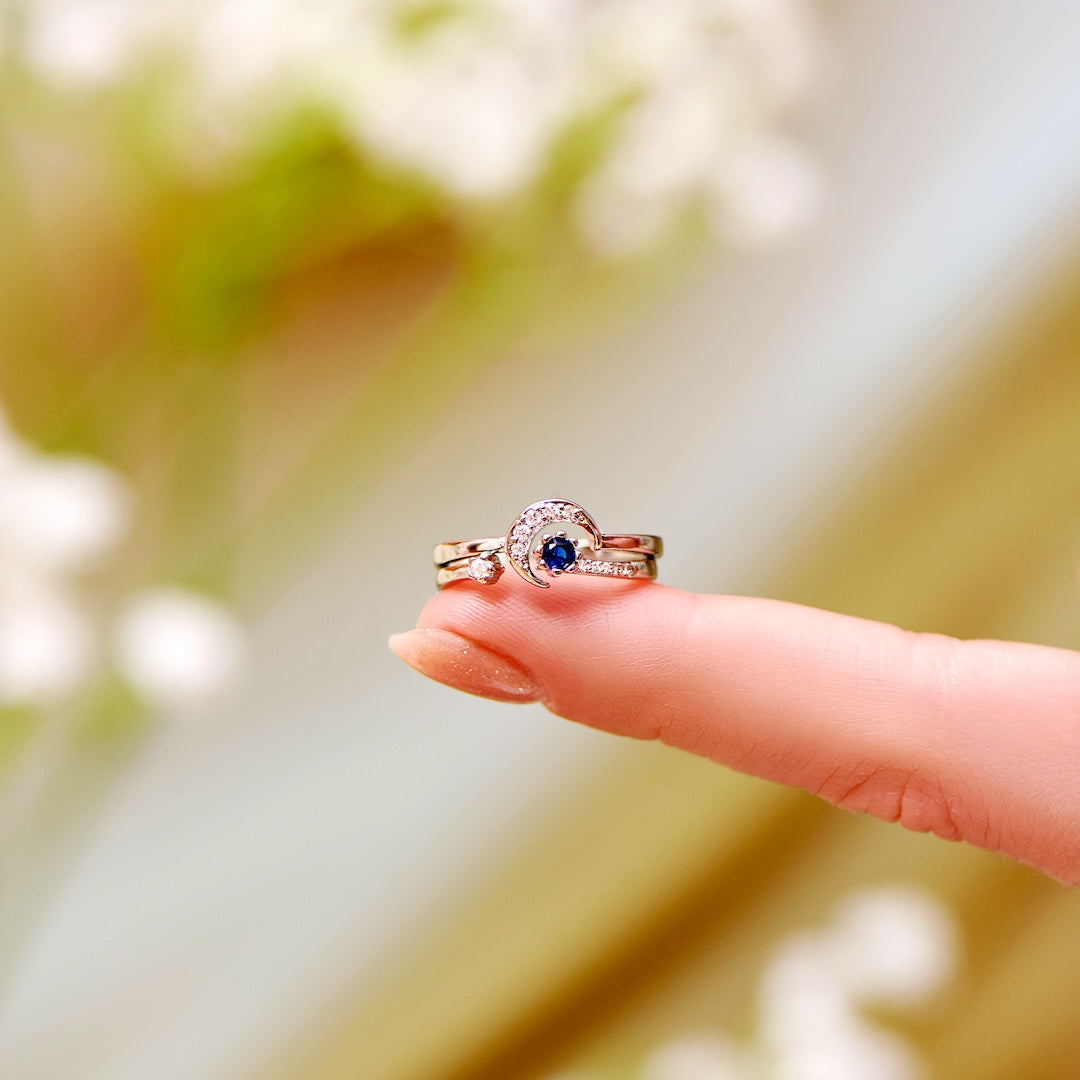 Moon and Star Stackable Ring